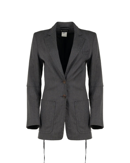 Ann Demeulemeester laced grey elongated blazer jacket Ann