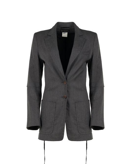 Ann Demeulemeester laced grey elongated blazer jacket Ann