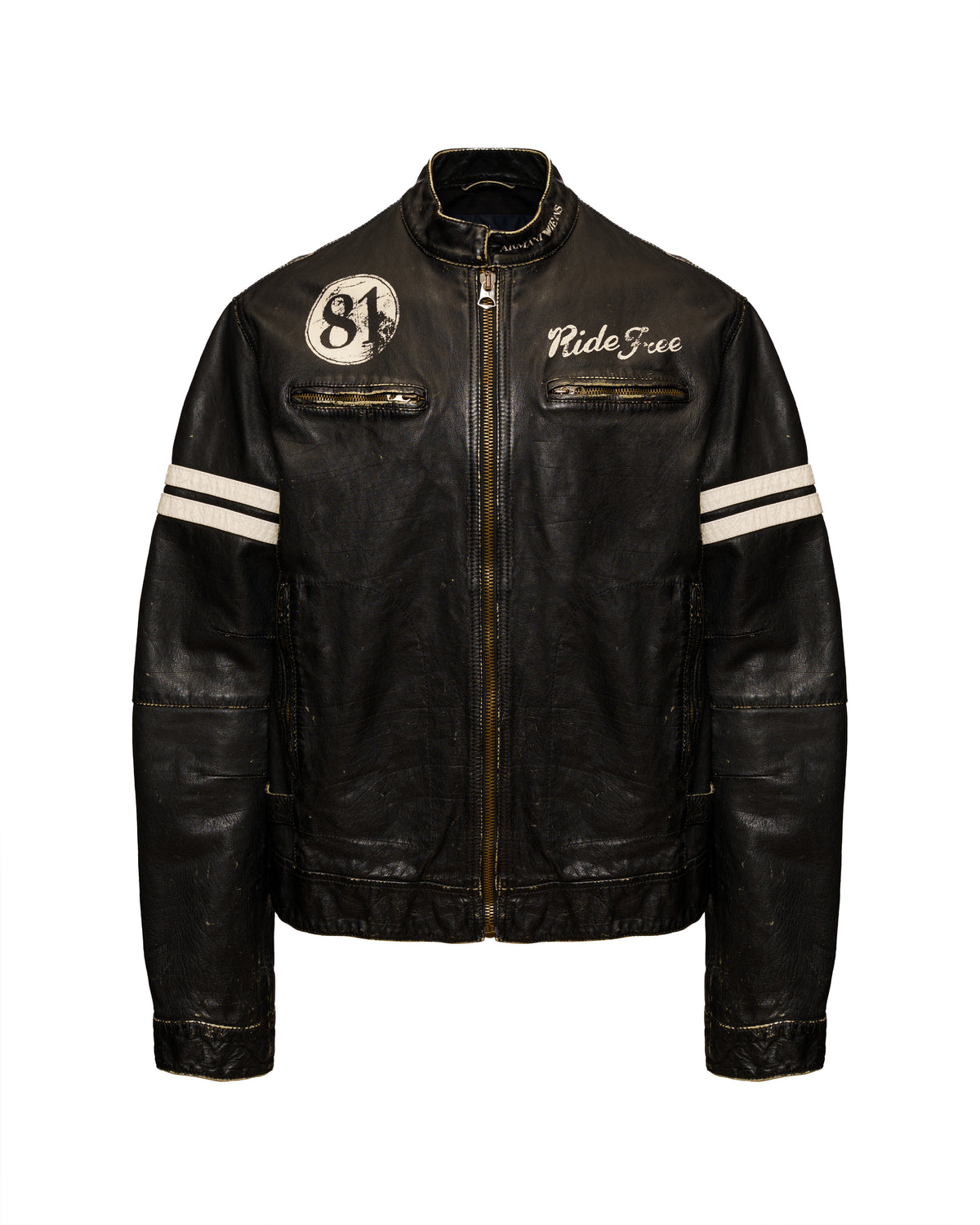 Giorgio Armani back logo leather biker jacket