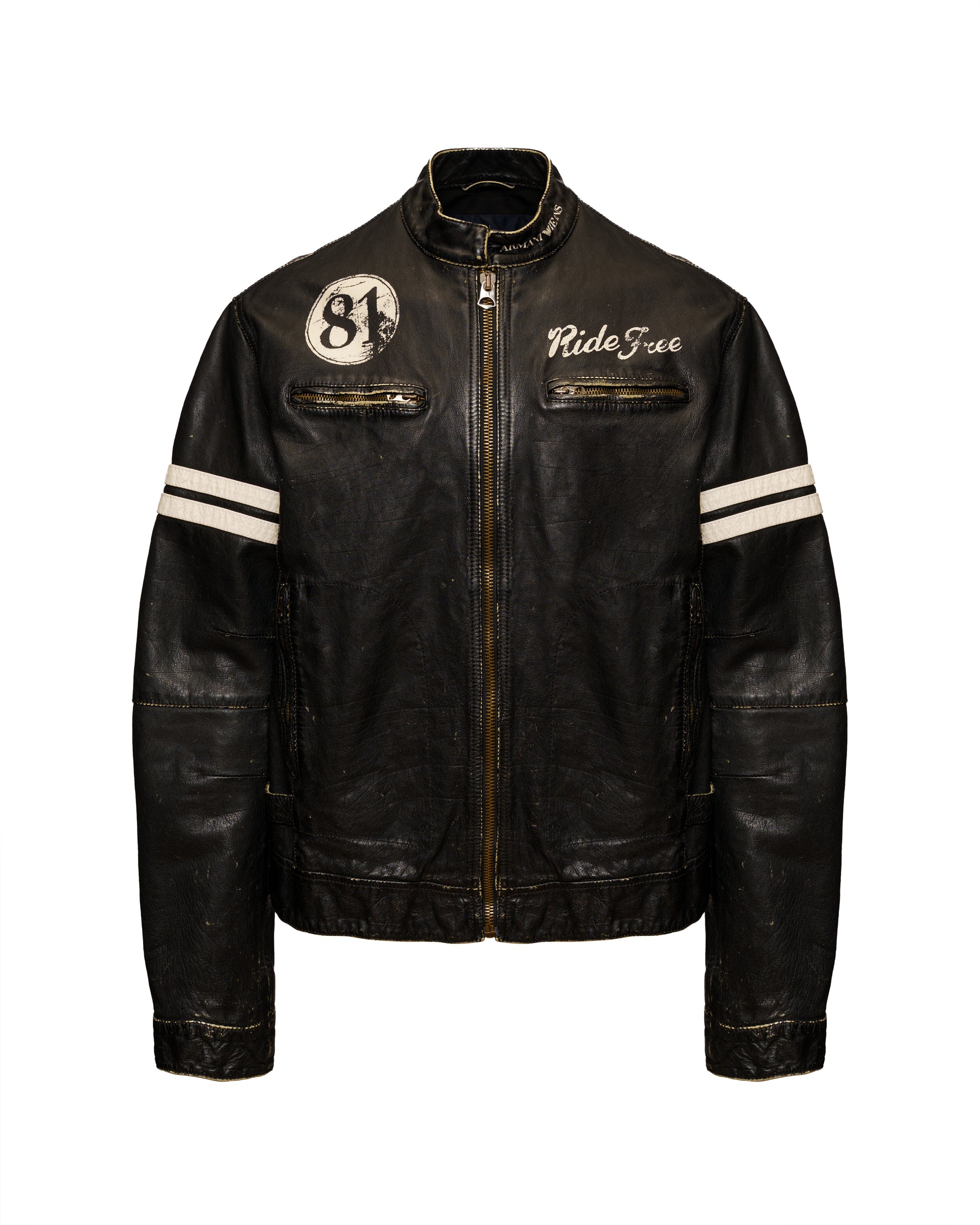Giorgio Armani back logo leather biker jacket Giorgio Armani
