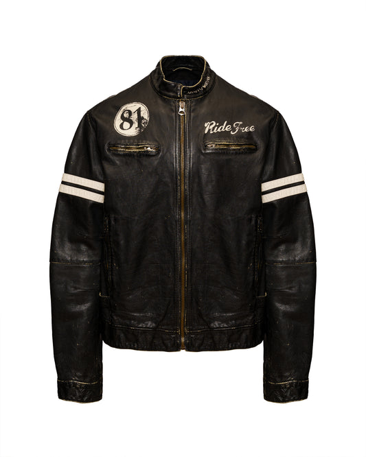 Giorgio Armani back logo leather biker jacket Giorgio Armani