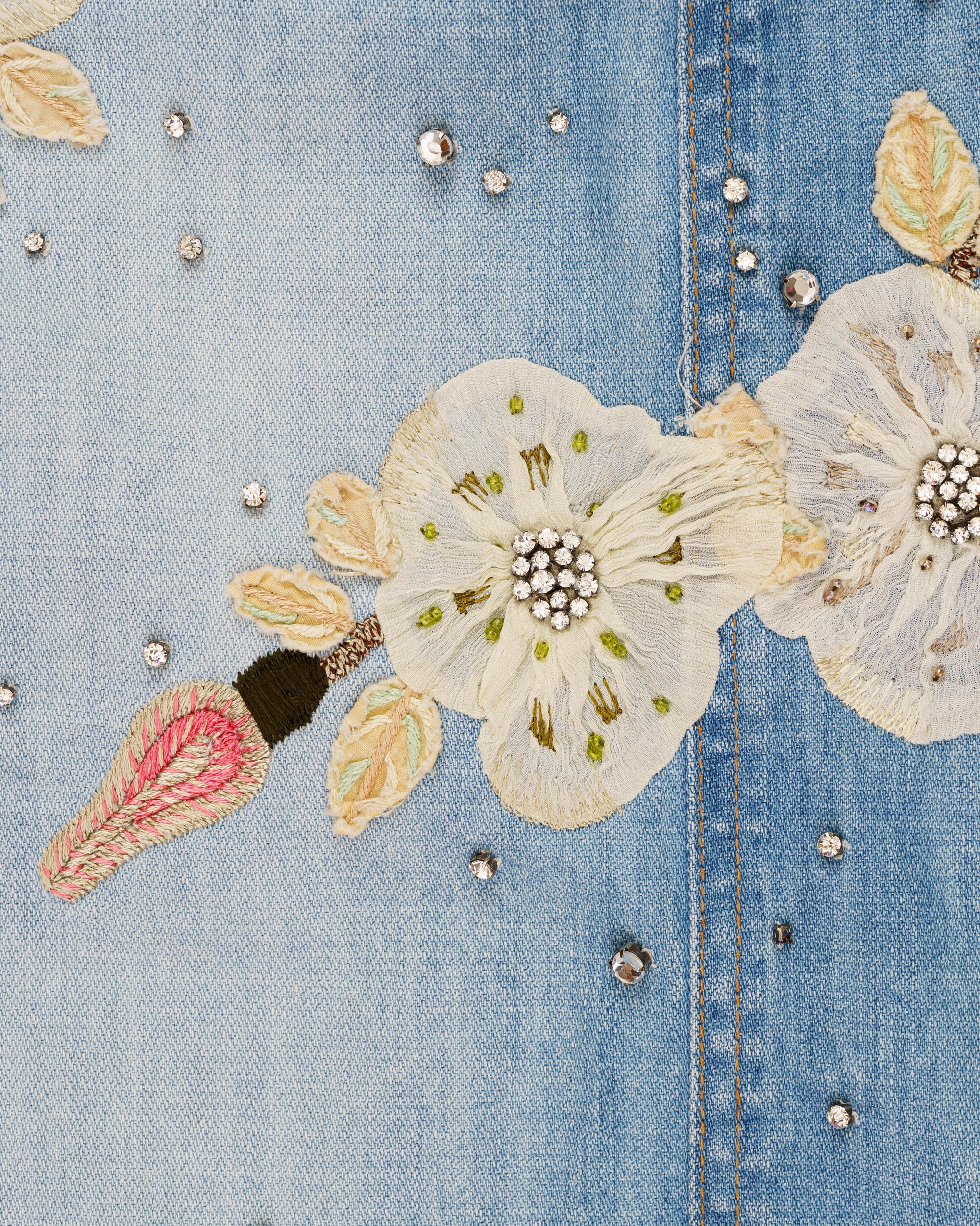 Dolce&Gabbana floral-applique denim mini skirt