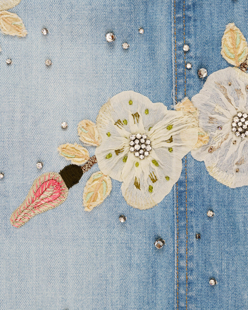Dolce&Gabbana floral-applique denim mini skirt thumbnail