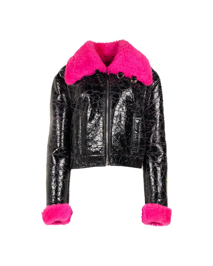 MISBHV crinkled faux-shearling pilot jacket MISBHV