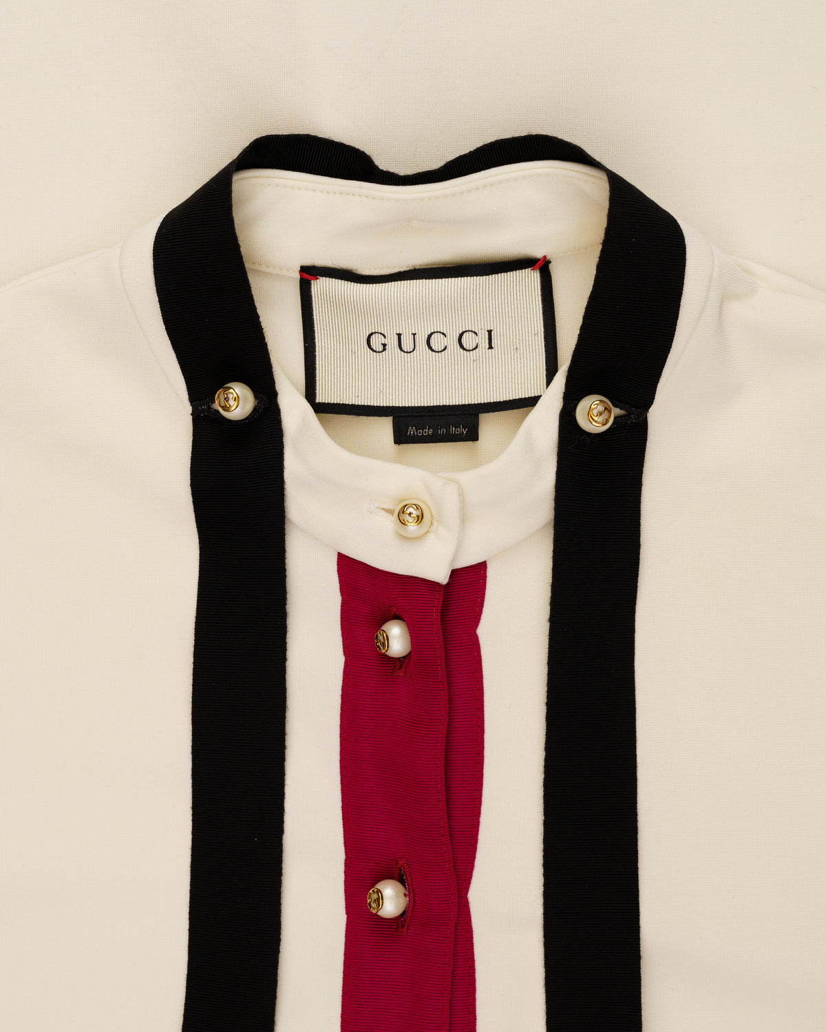 Gucci pearl-buttoned viscose white dress