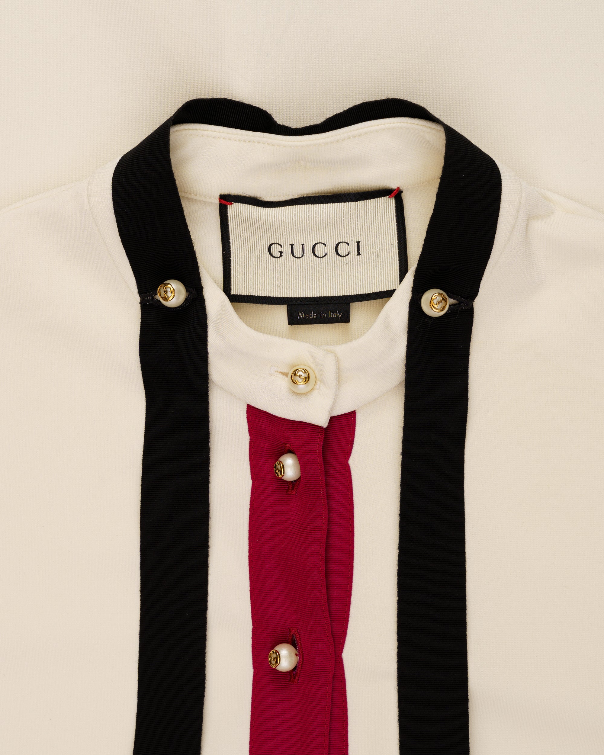 Gucci pearl-buttoned viscose white dress
