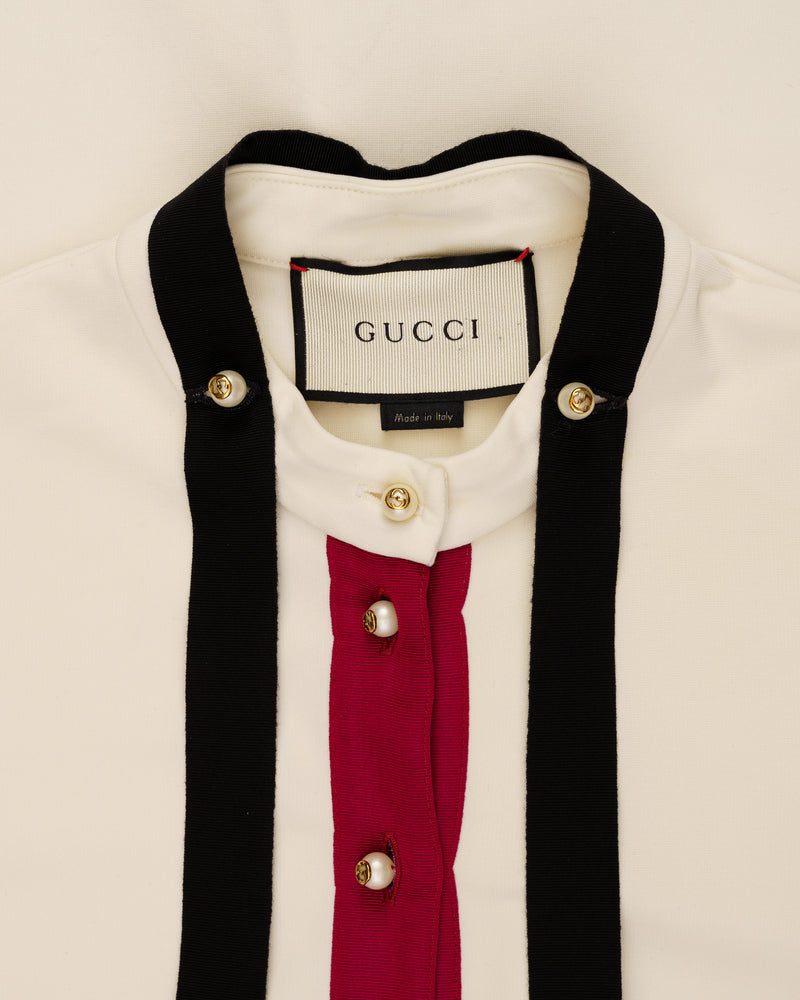 Gucci pearl-buttoned viscose white dress thumbnail