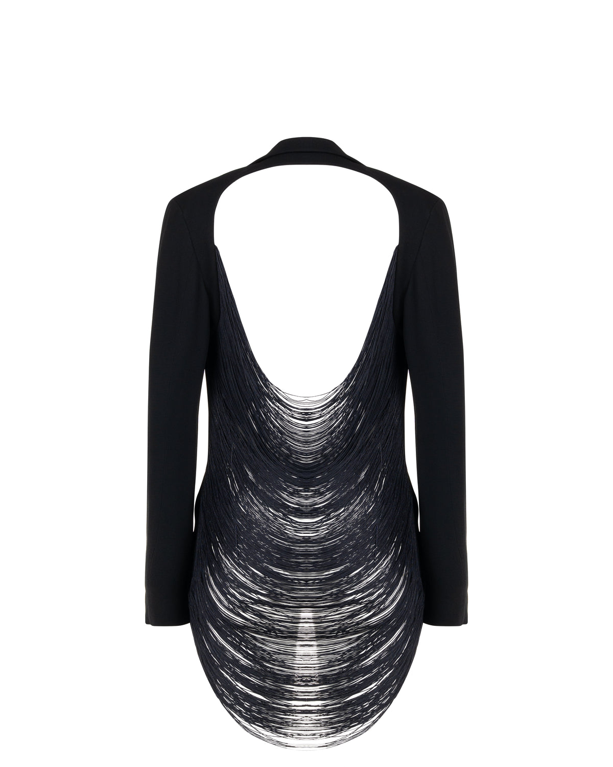 Jil Sander fringe cut-out black blazer jacket