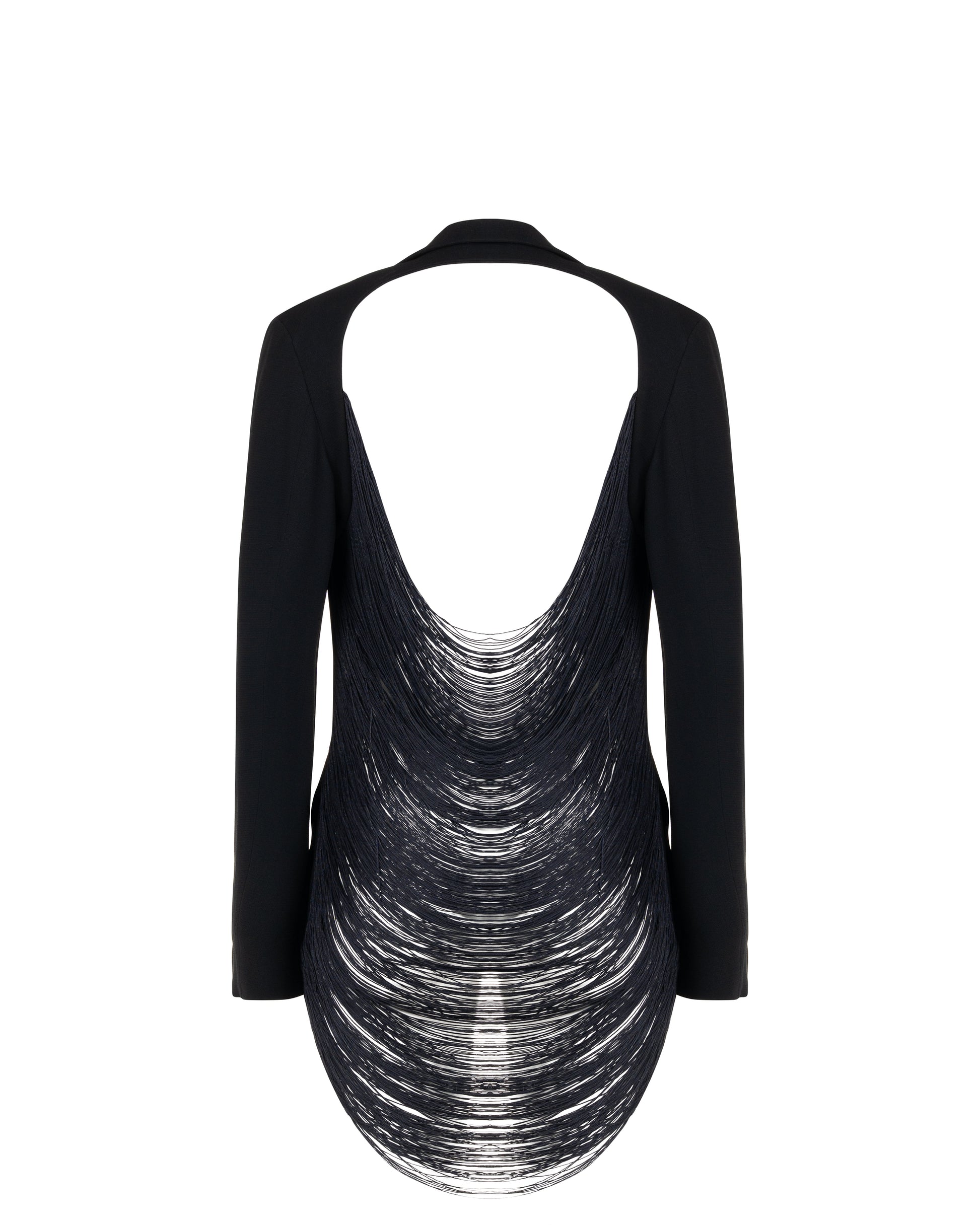 Jil Sander fringe cut-out black blazer jacket Jil