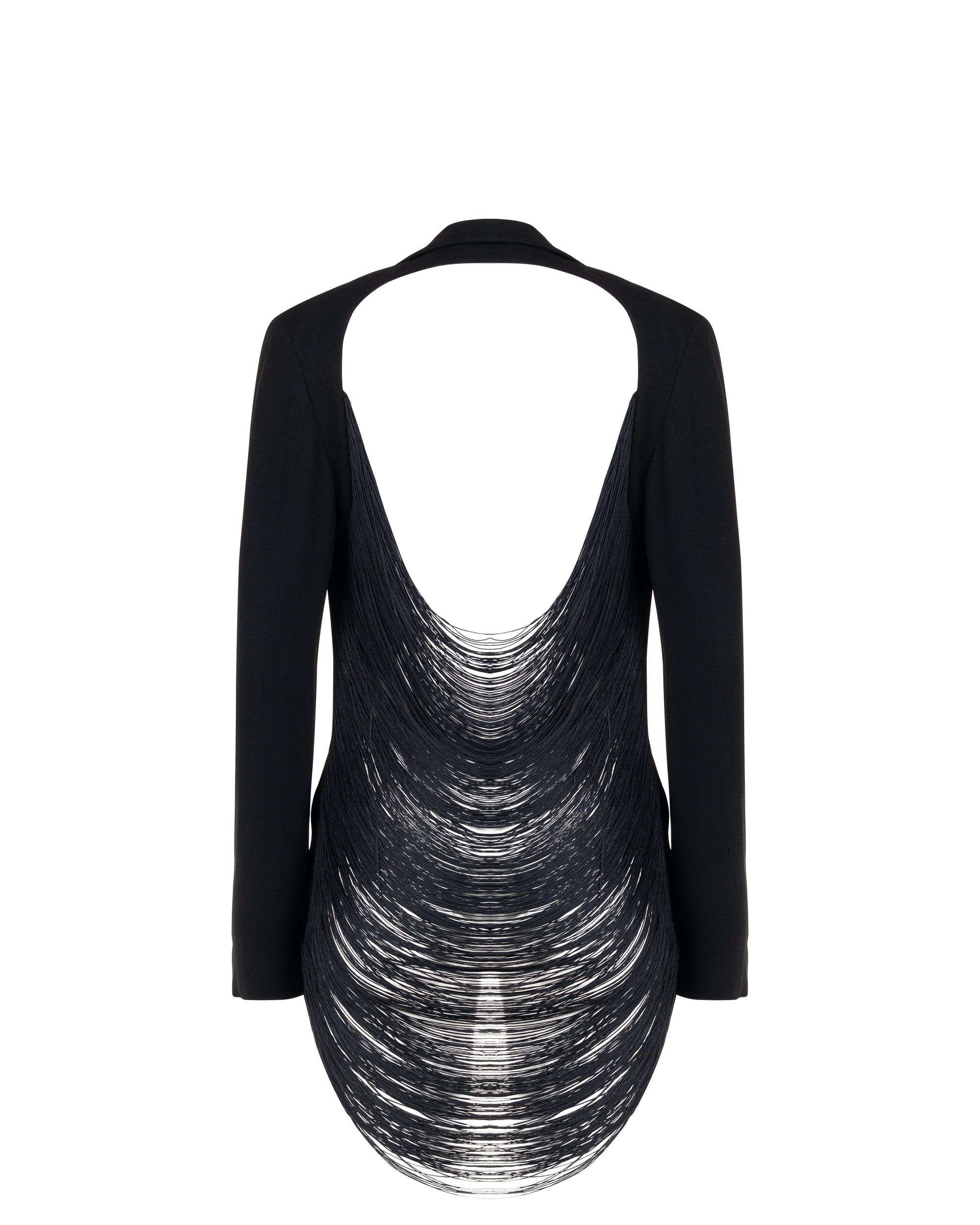 Jil Sander fringe cut-out black blazer jacket