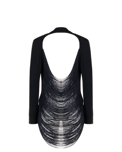 Jil Sander fringe cut-out black blazer jacket Jil