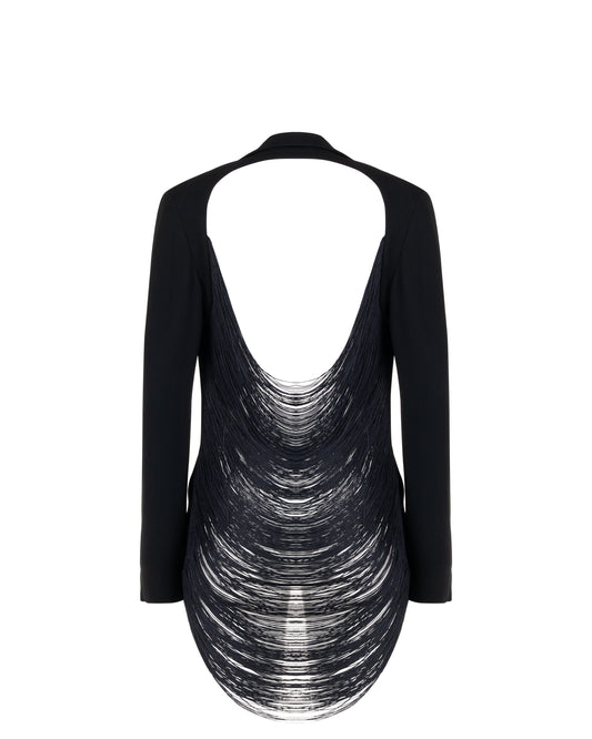 Jil Sander fringe cut-out black blazer jacket Jil