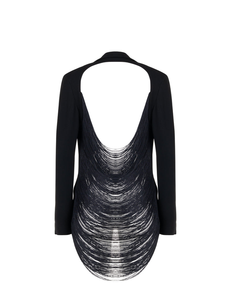 Jil Sander fringe cut-out black blazer jacket thumbnail