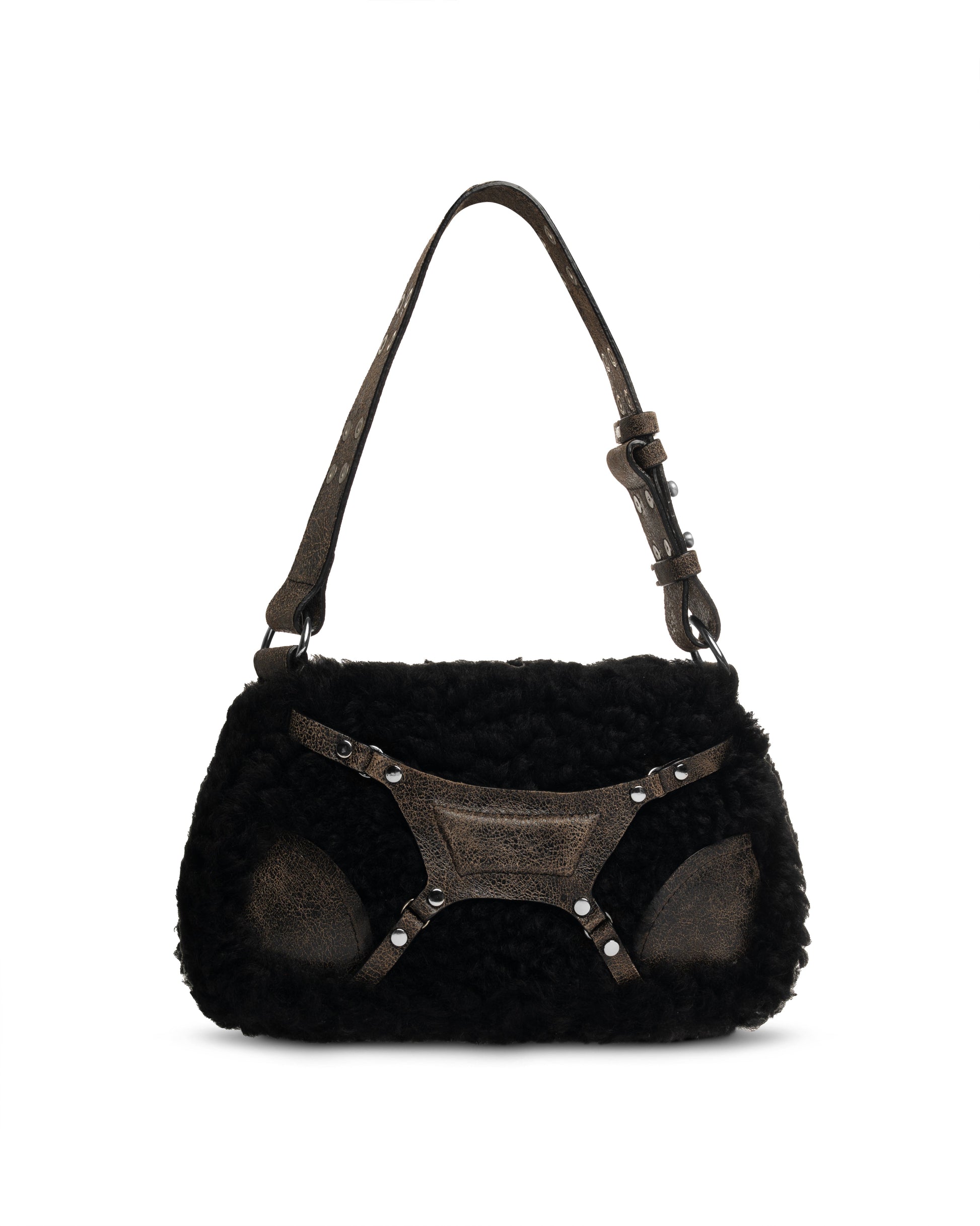 MISBHV Fetish brown shearling shoulder bag MISBHV