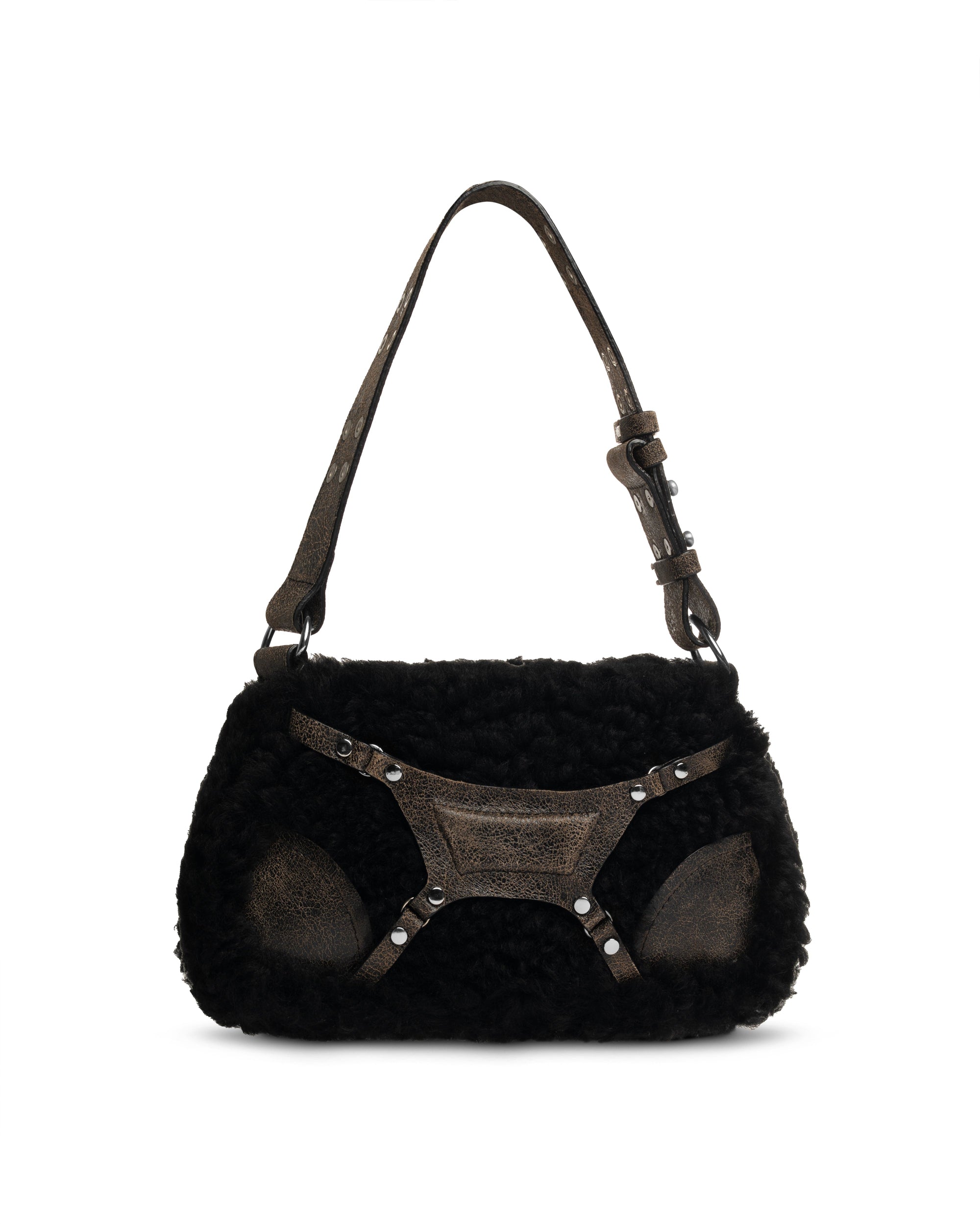 MISBHV Fetish brown shearling shoulder bag