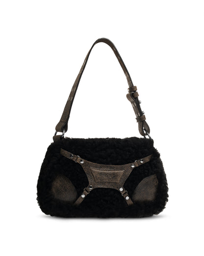 MISBHV Fetish brown shearling shoulder bag MISBHV