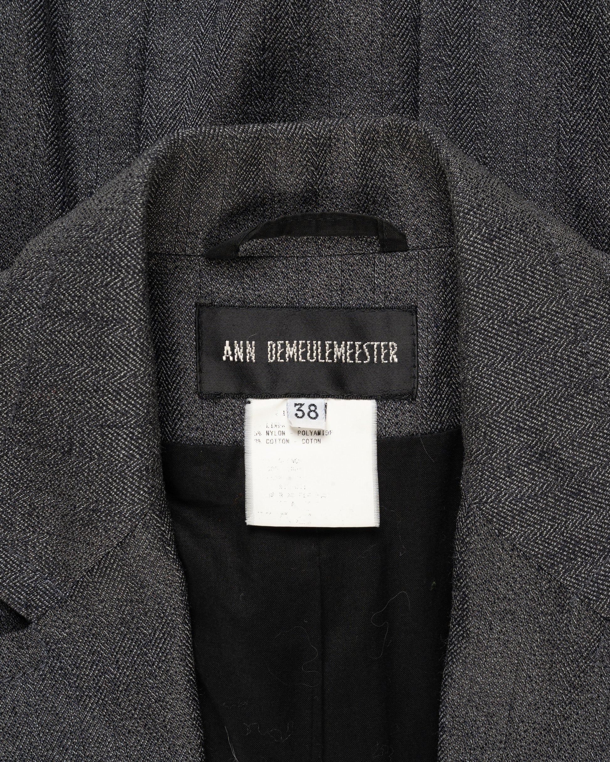 Ann Demeulemeester laced grey elongated blazer jacket Ann