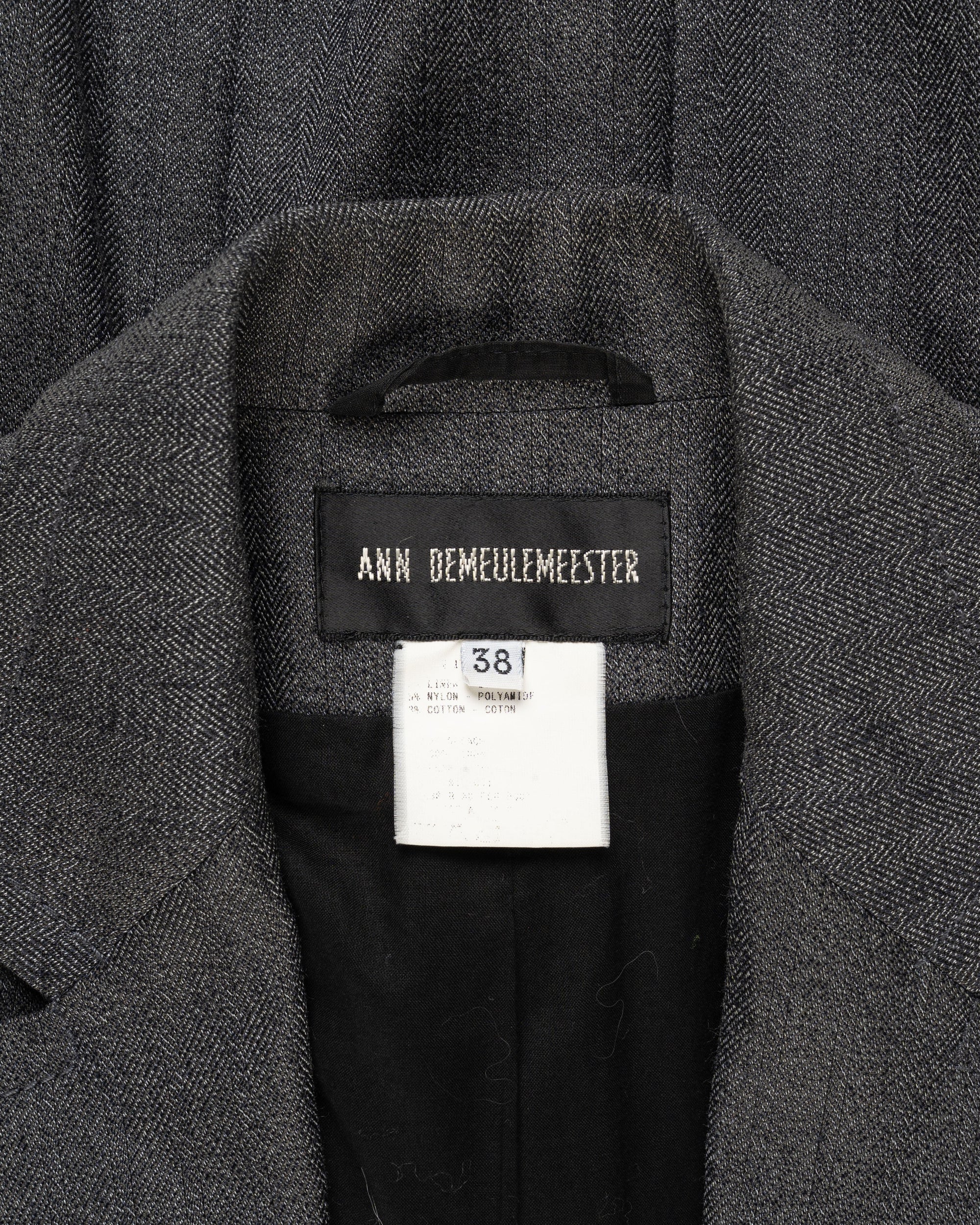 Ann Demeulemeester laced grey elongated blazer jacket