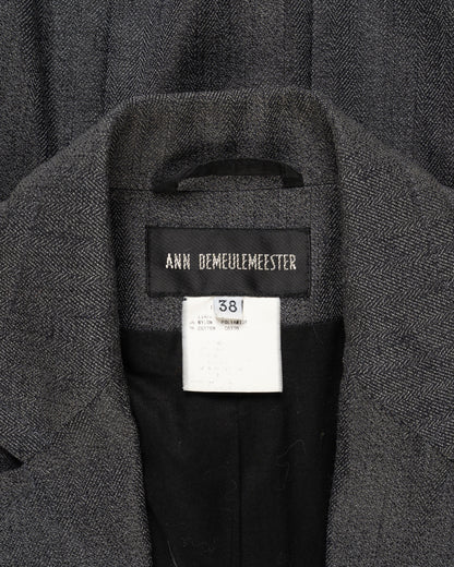 Ann Demeulemeester laced grey elongated blazer jacket Ann