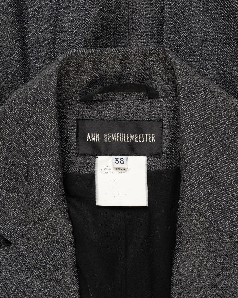 Ann Demeulemeester laced grey elongated blazer jacket thumbnail