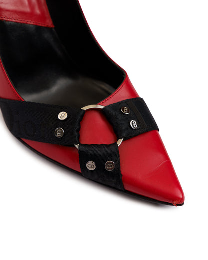 Dior bondage red leather heels