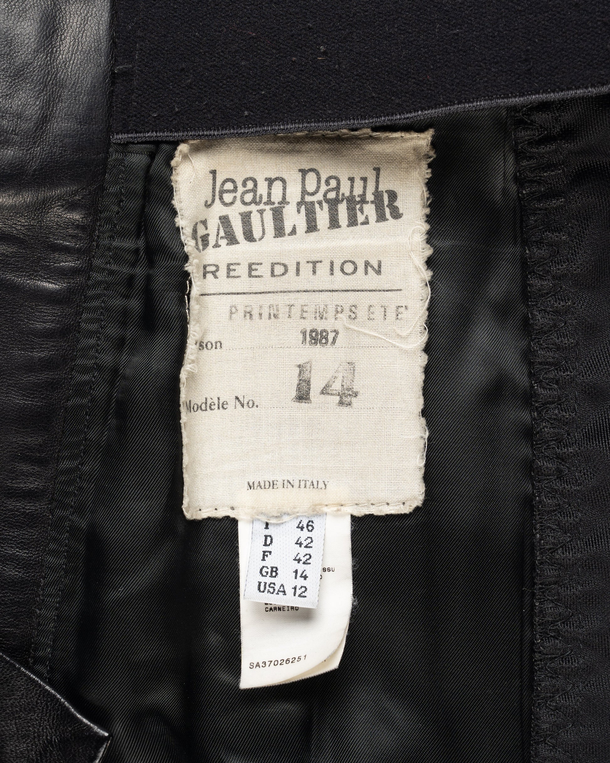Jean Paul Gaultier Re-edition Printemps-été 1987 leather panelled mini skirt Jean