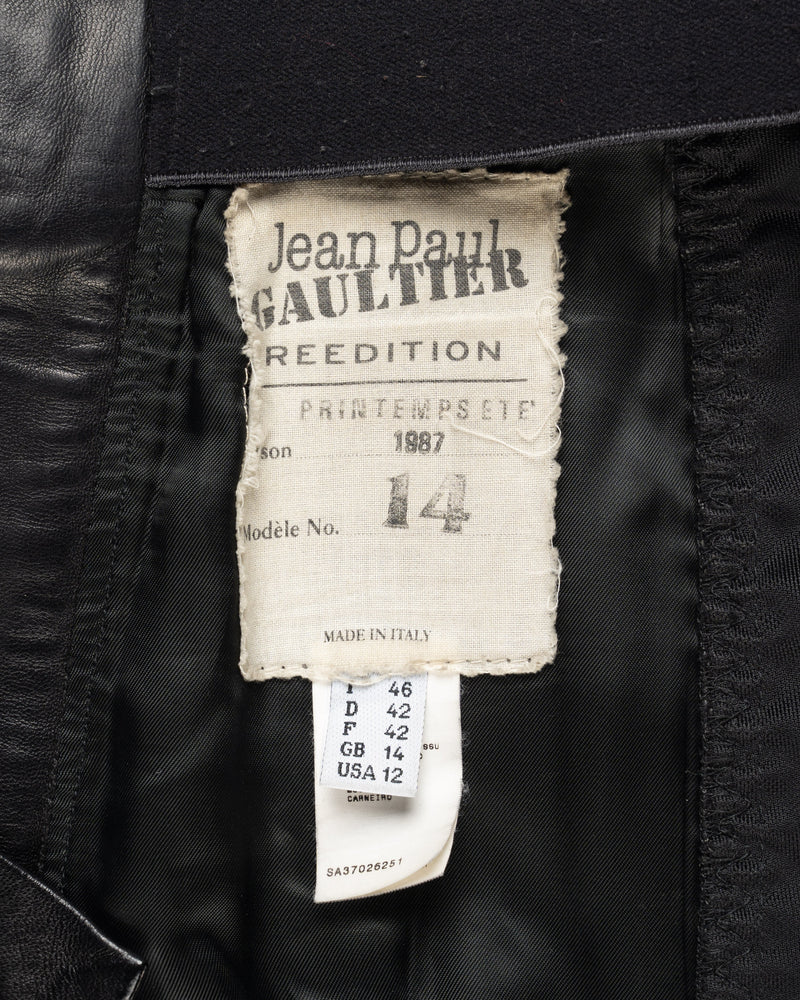 Jean Paul Gaultier Re-edition Spring-Summer 1987 paneled leather mini skirt thumbnail