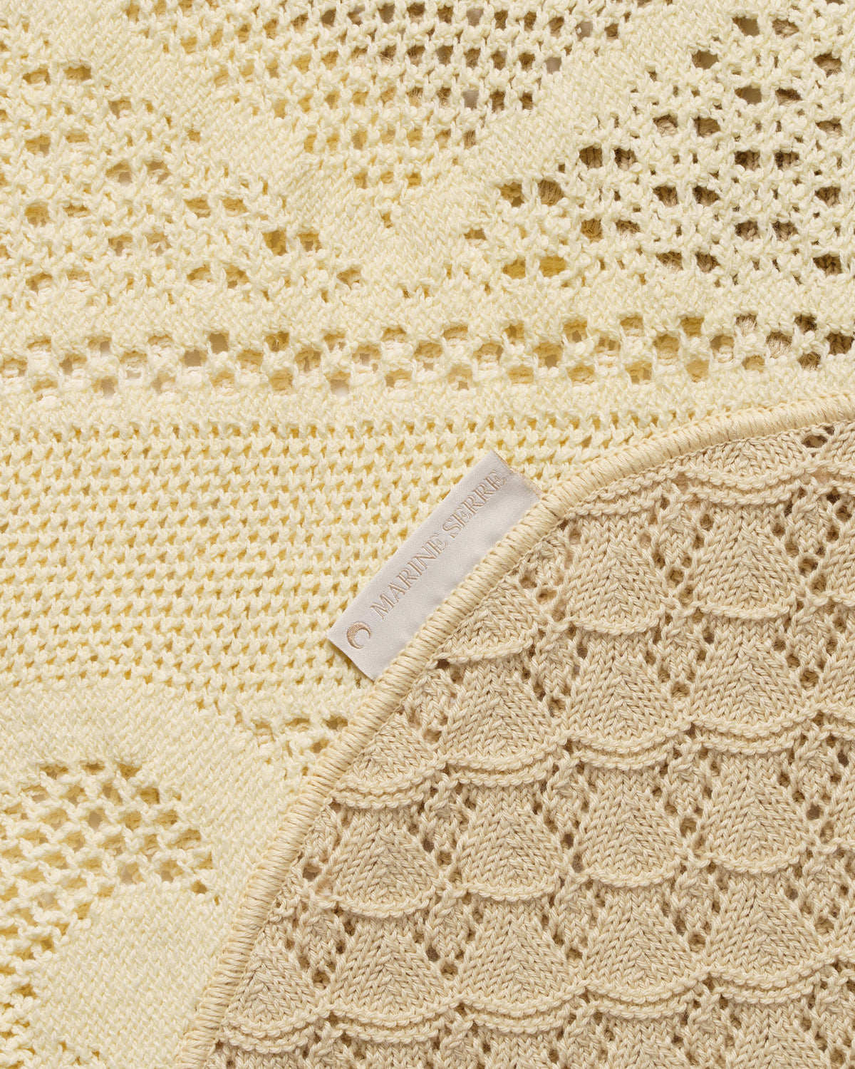 Marine Serre regenerated crochet raglan natural sweater