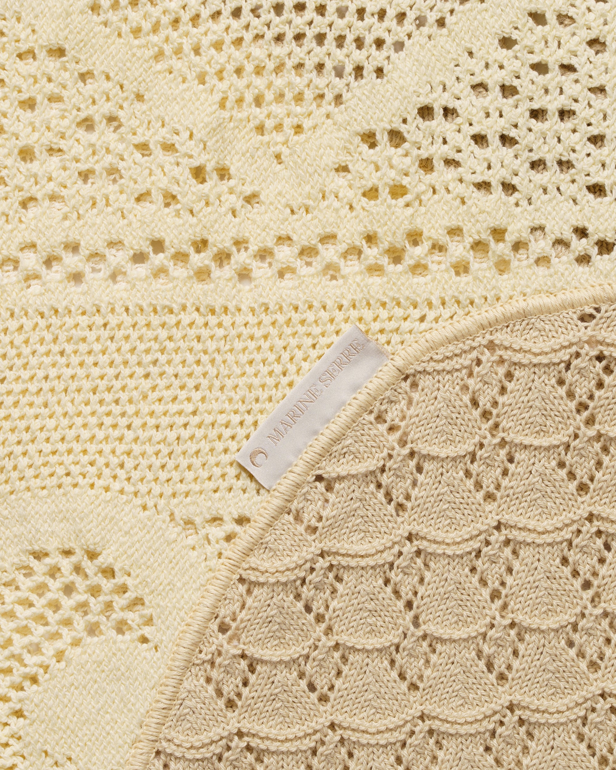 Marine Serre regenerated crochet raglan natural sweater