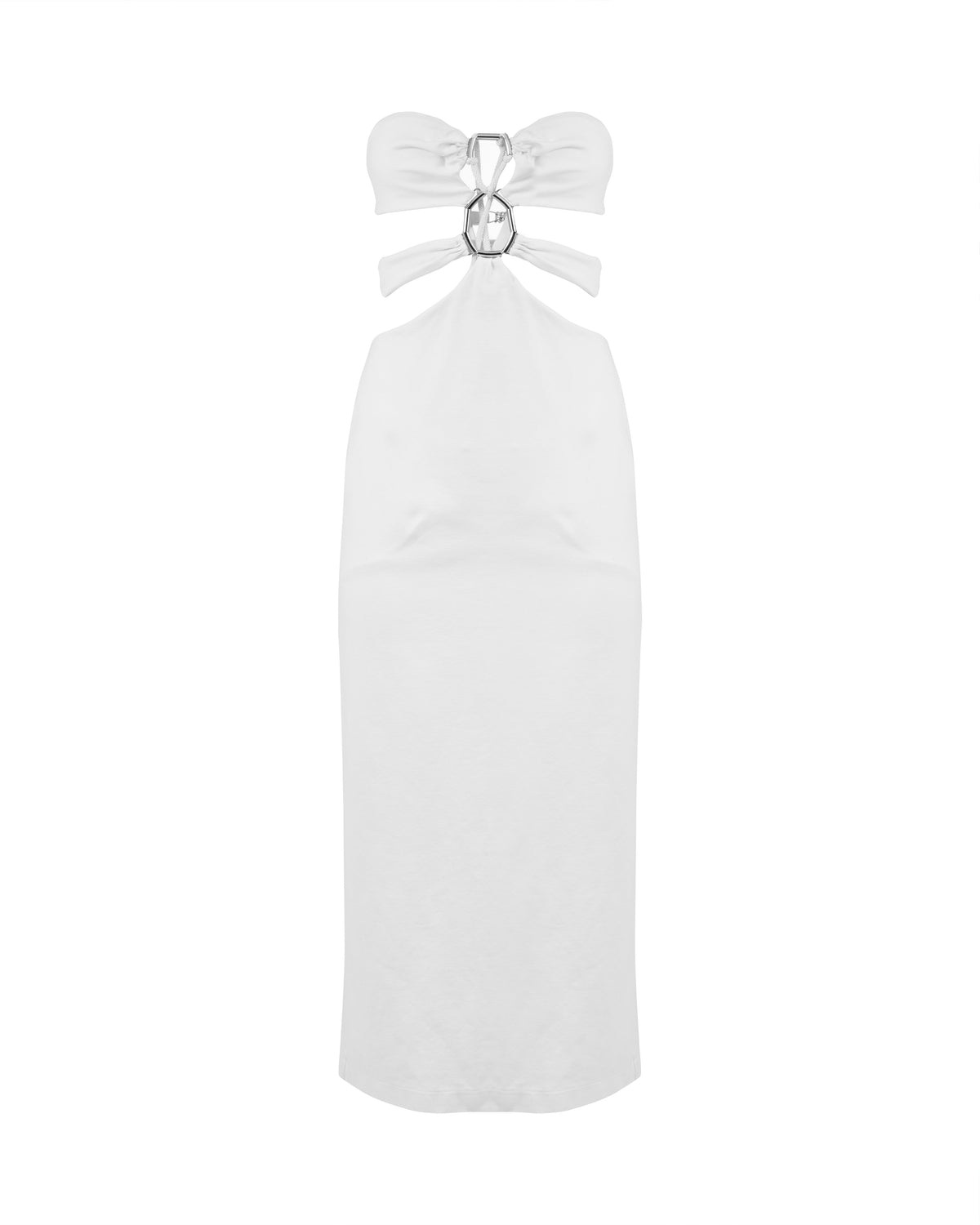 MISBHV 1-OF-1 metal frame open back white dress