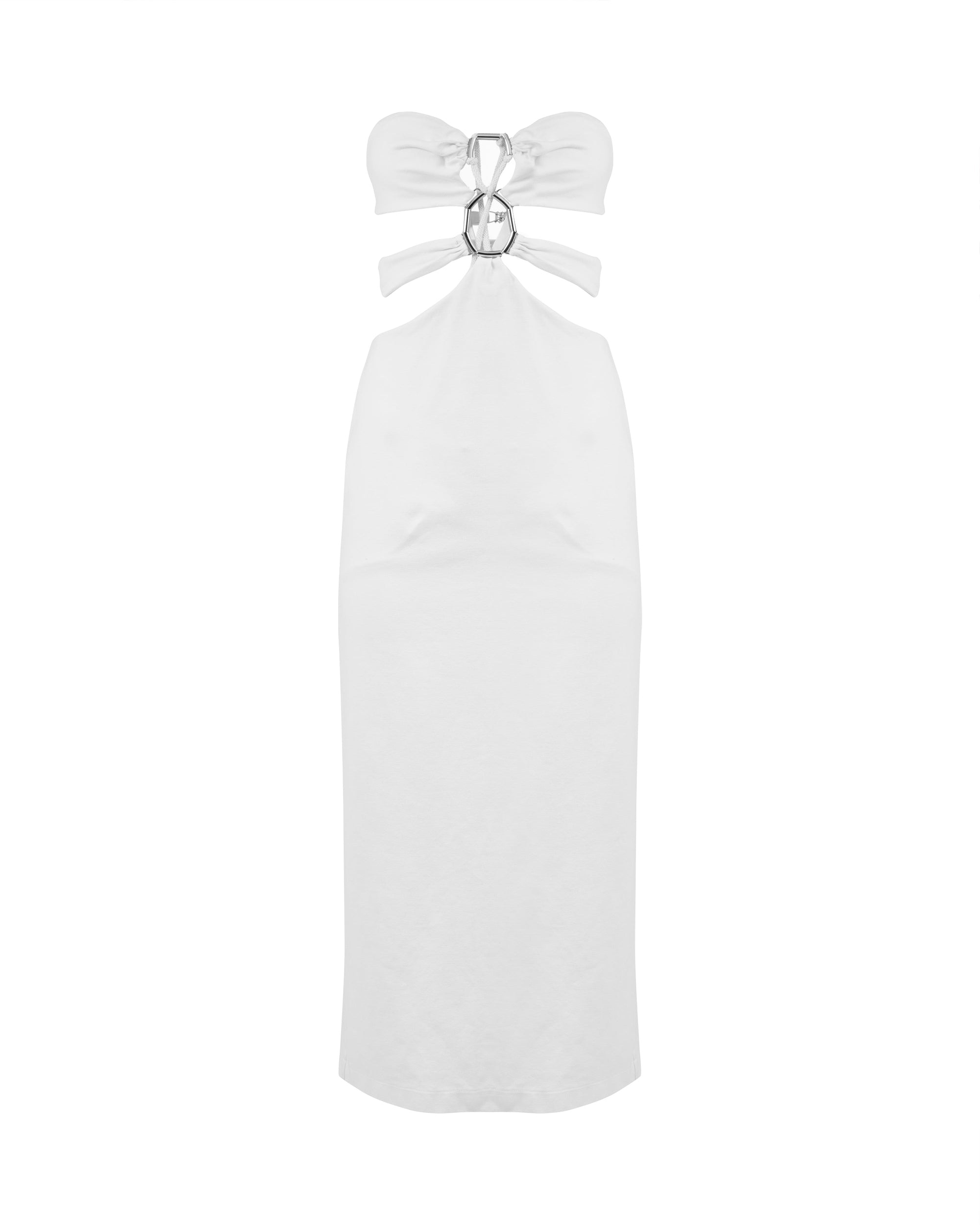 MISBHV 1-OF-1 metal frame open back white dress