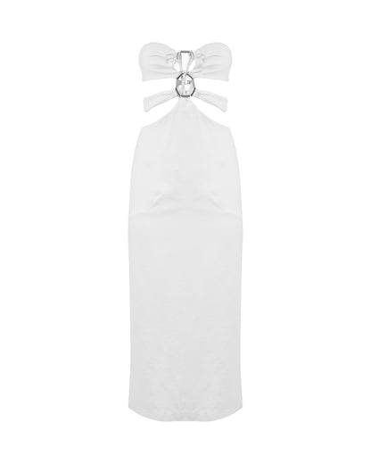 MISBHV 1-OF-1 metal frame open back white dress MISBHV