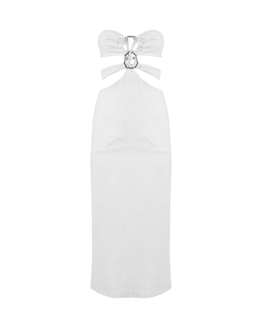 MISBHV 1-OF-1 metal frame open back white dress MISBHV