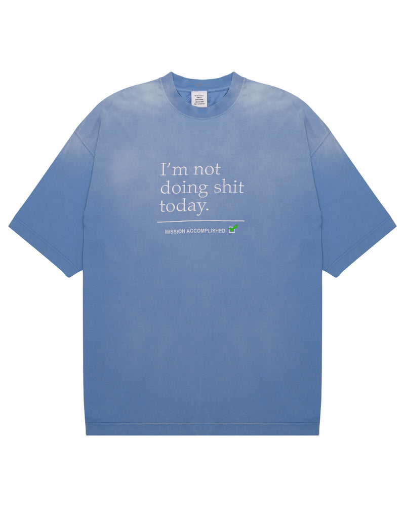 Vetements "Not doing shit today" powder blue oversized t-shirt thumbnail