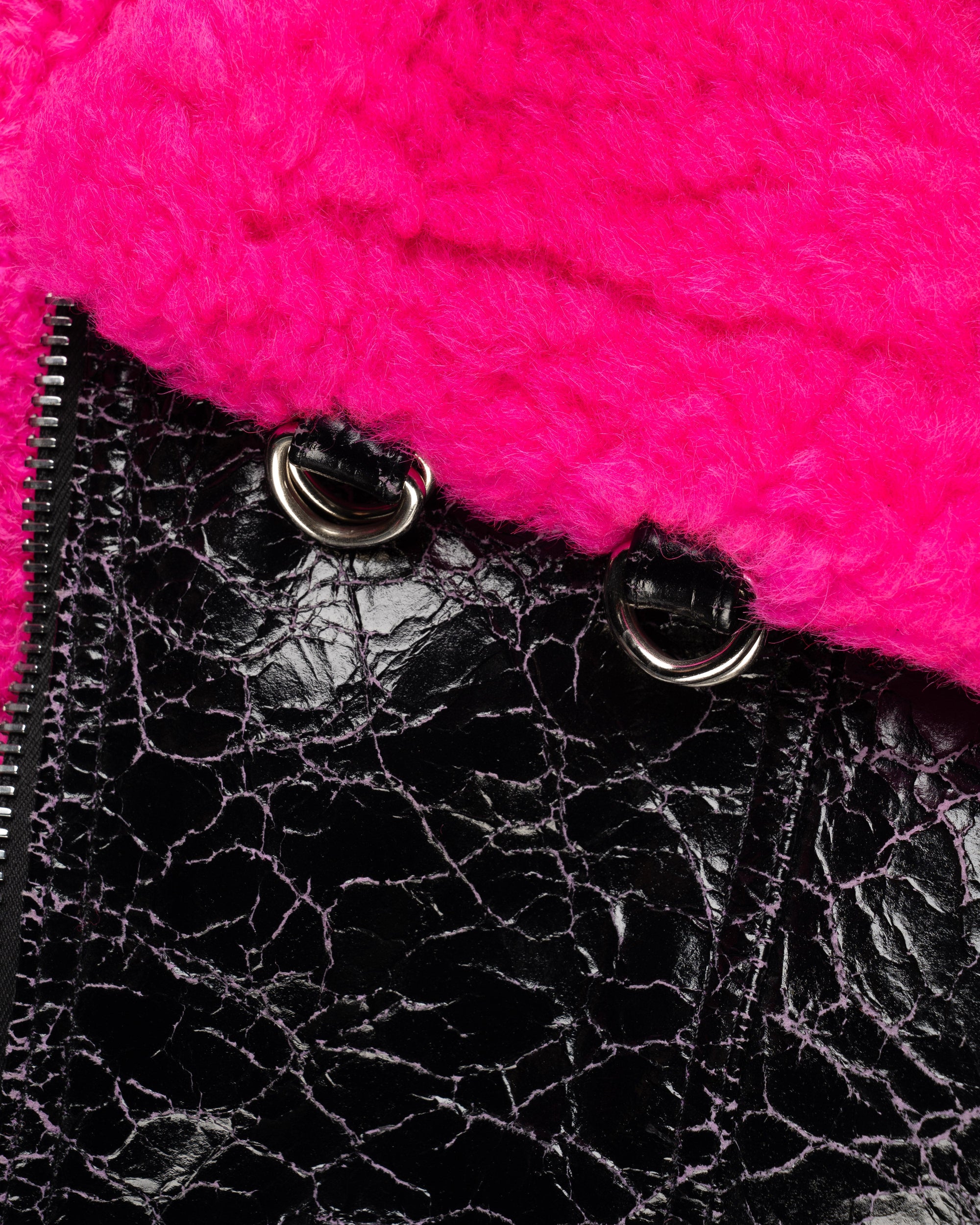 MISBHV crinkled faux-shearling pilot jacket