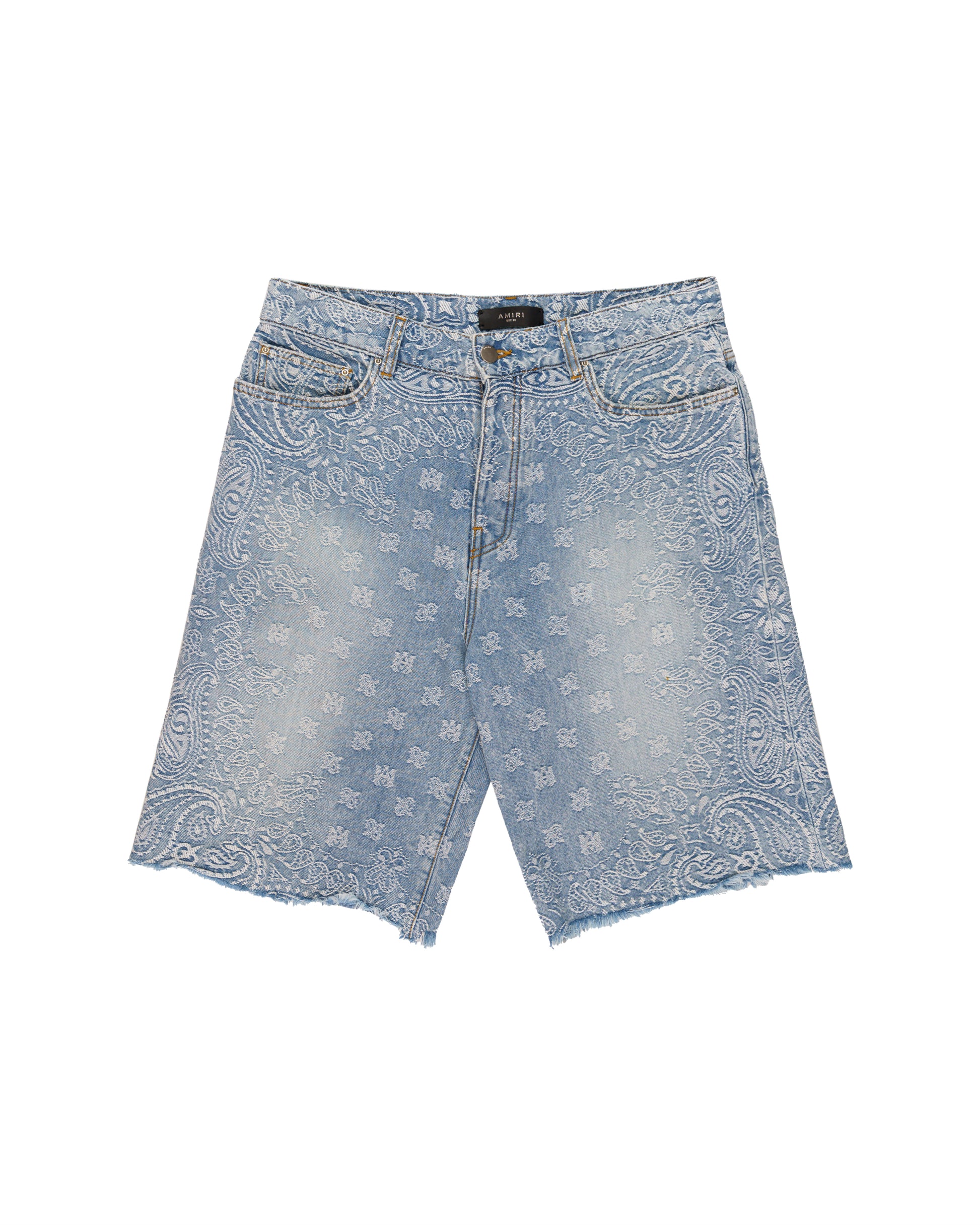 Amiri blue bandana jacquard denim shorts