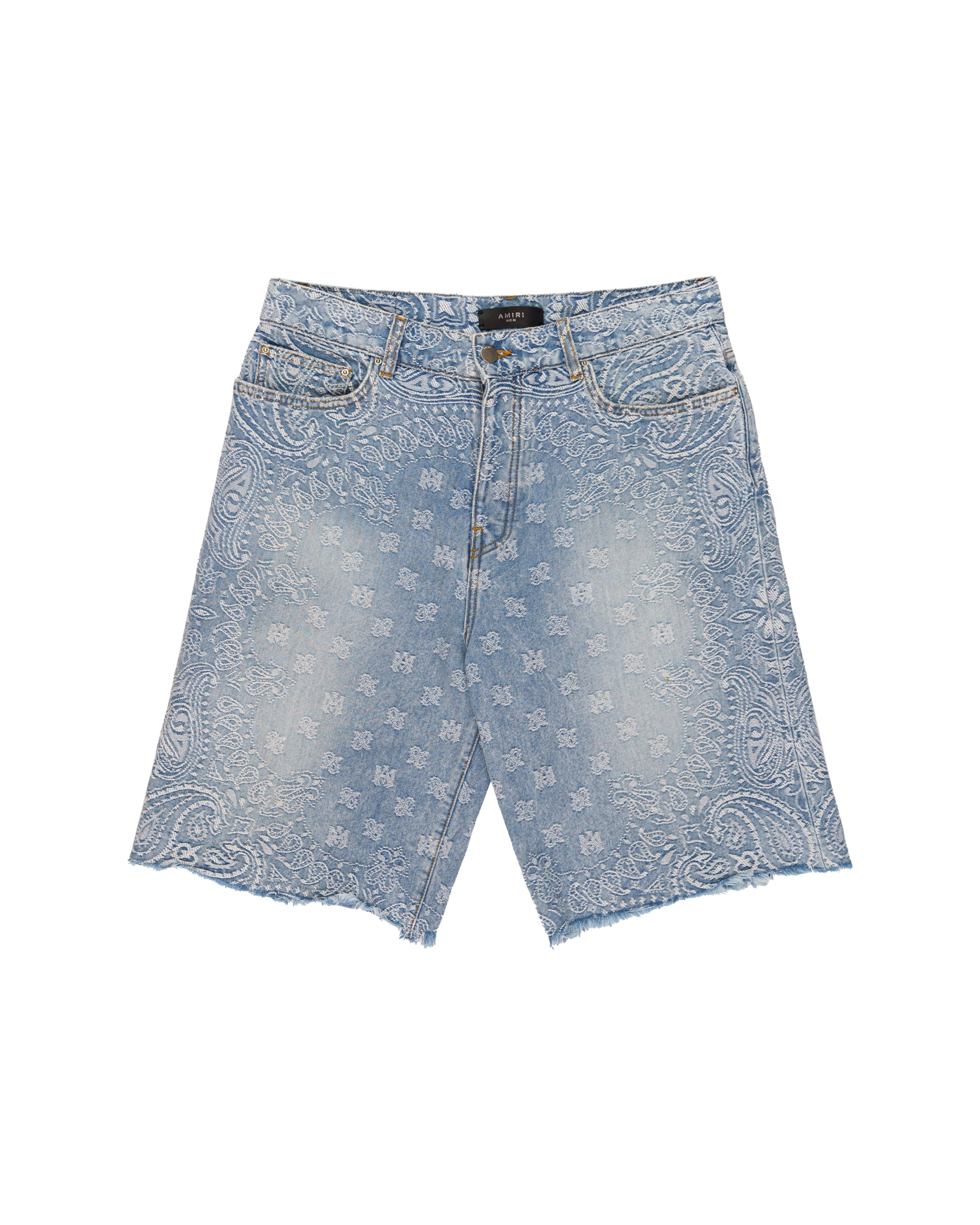 Amiri blue bandana jacquard denim shorts