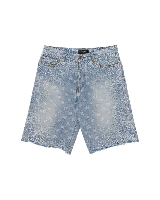 Amiri blue bandana jacquard denim shorts