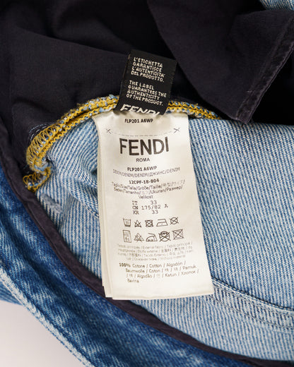Fendi Cards Deck printed blue denim pants Fendi
