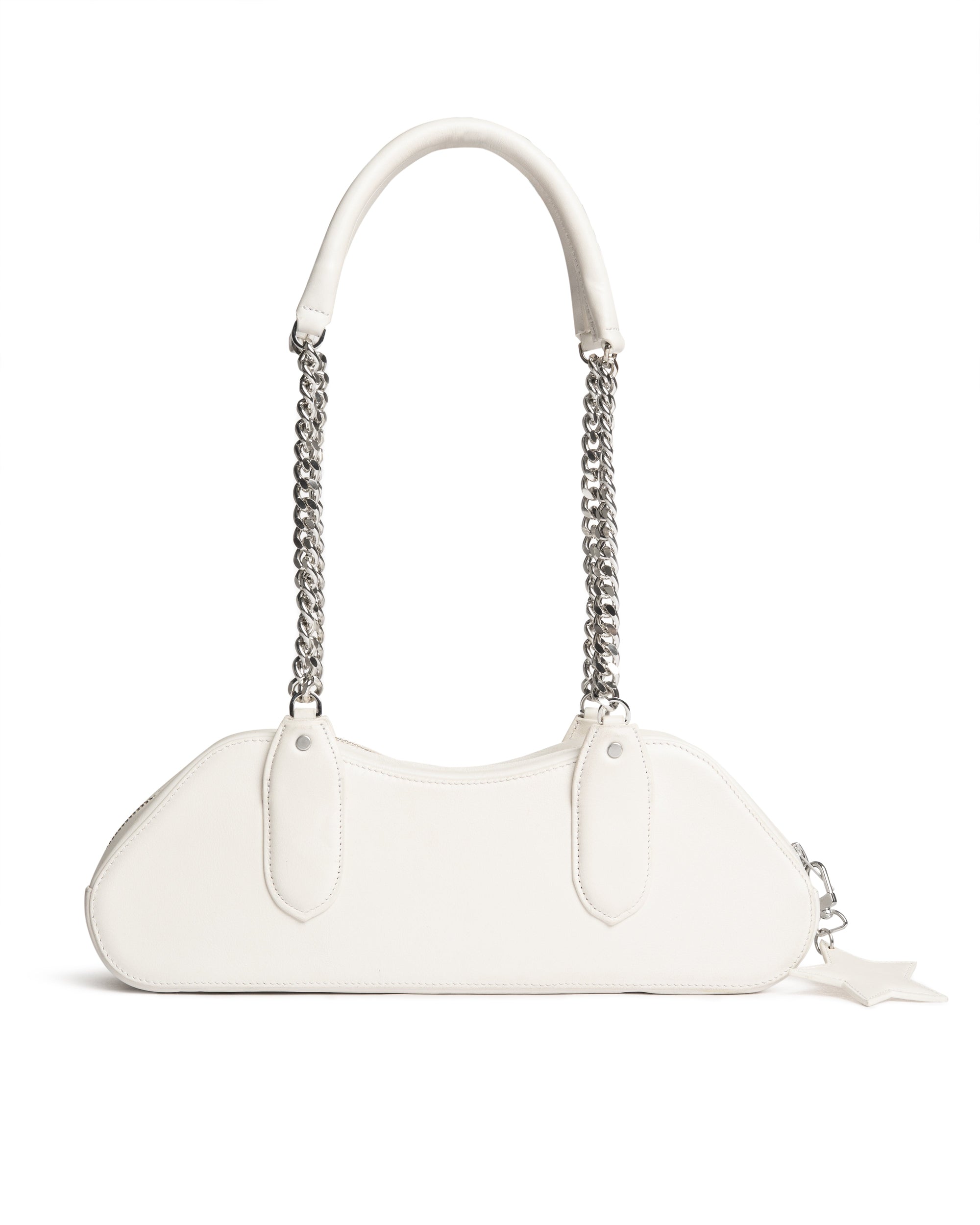 MISBHV chain white leather shoulder bag