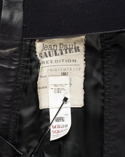 Jean Paul Gaultier Re-edition Printemps-été 1987 leather panelled mini skirt Jean