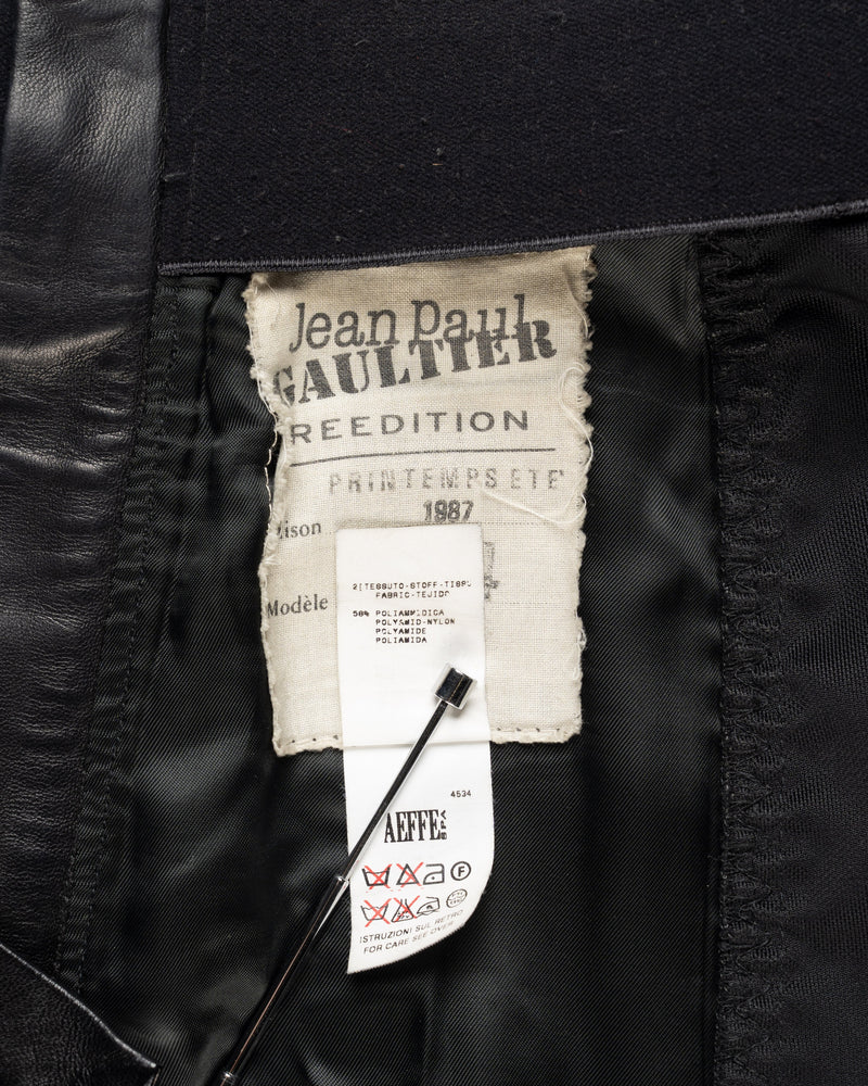 Jean Paul Gaultier Re-edition Spring-Summer 1987 paneled leather mini skirt thumbnail
