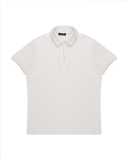 Loro Piana cotton white polo-collar t-shirt