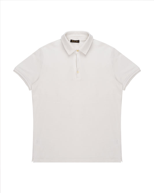 Loro Piana cotton white polo-collar t-shirt