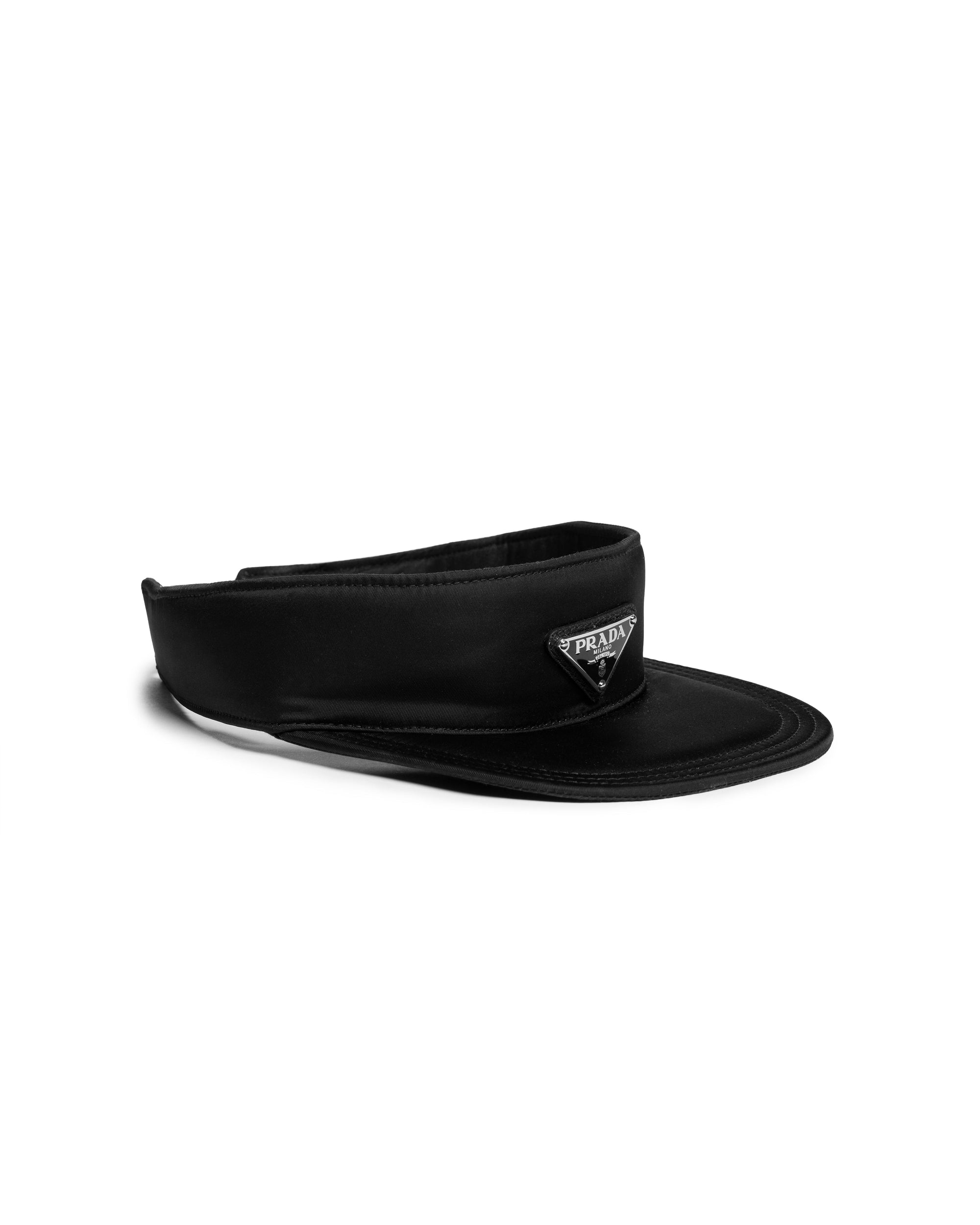 Prada Visor logo-plaque black nylon hat - XS