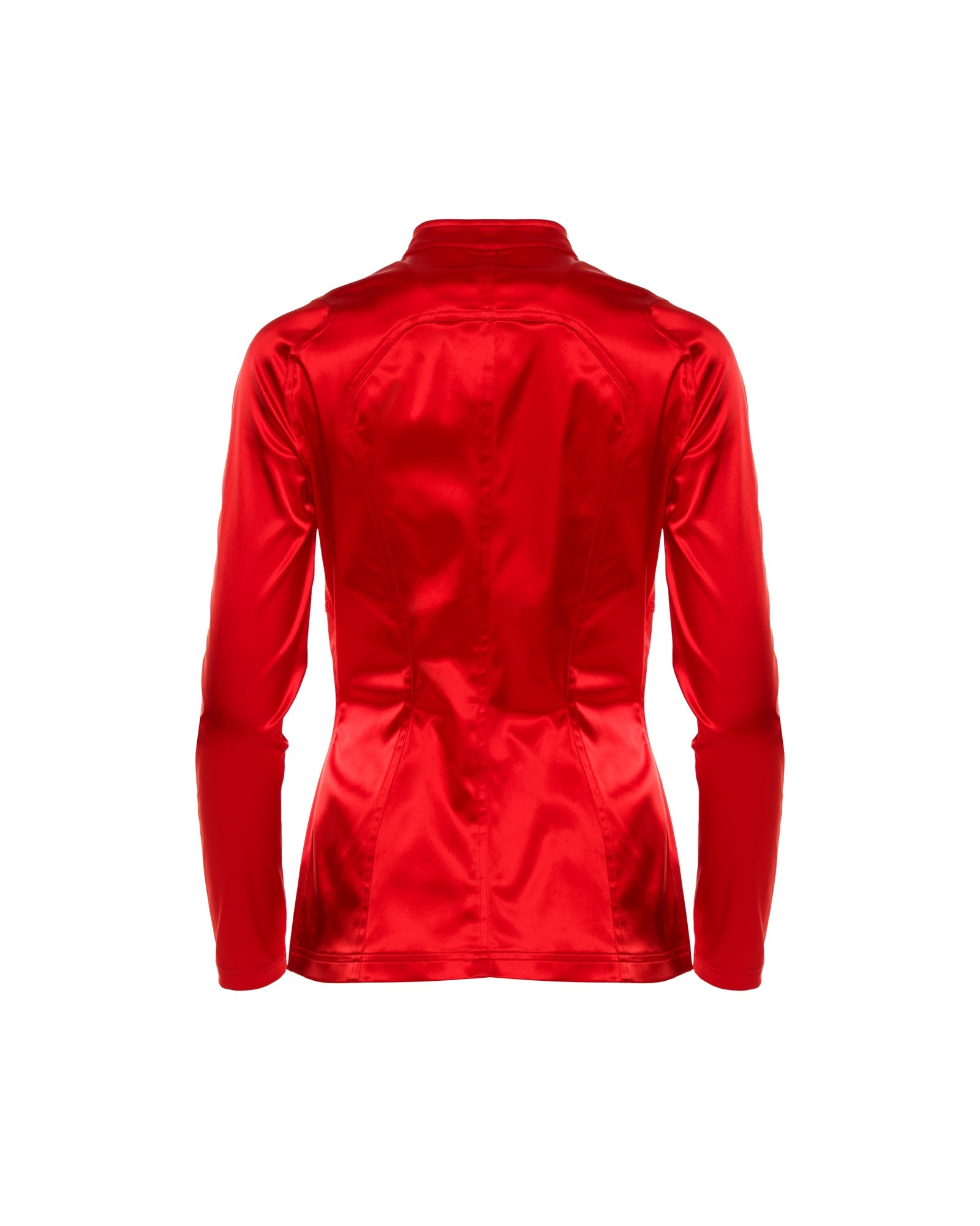 Mugler Trademark red satin tang jacket