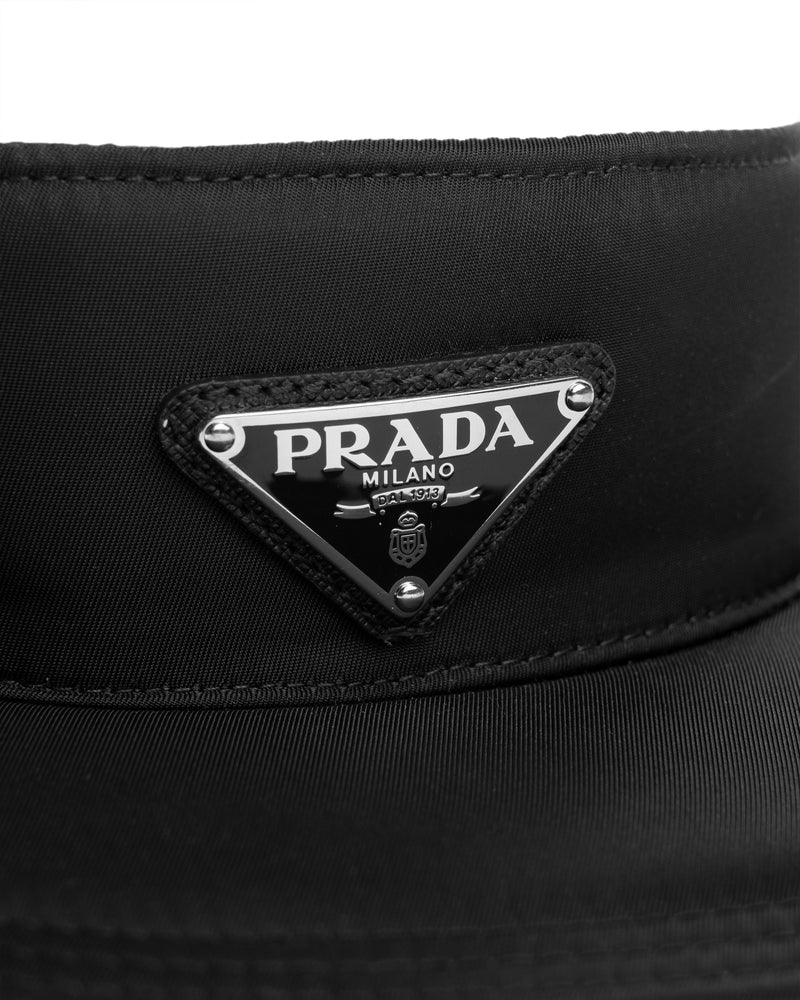 Prada Visor logo-plaque black nylon hat - XS thumbnail