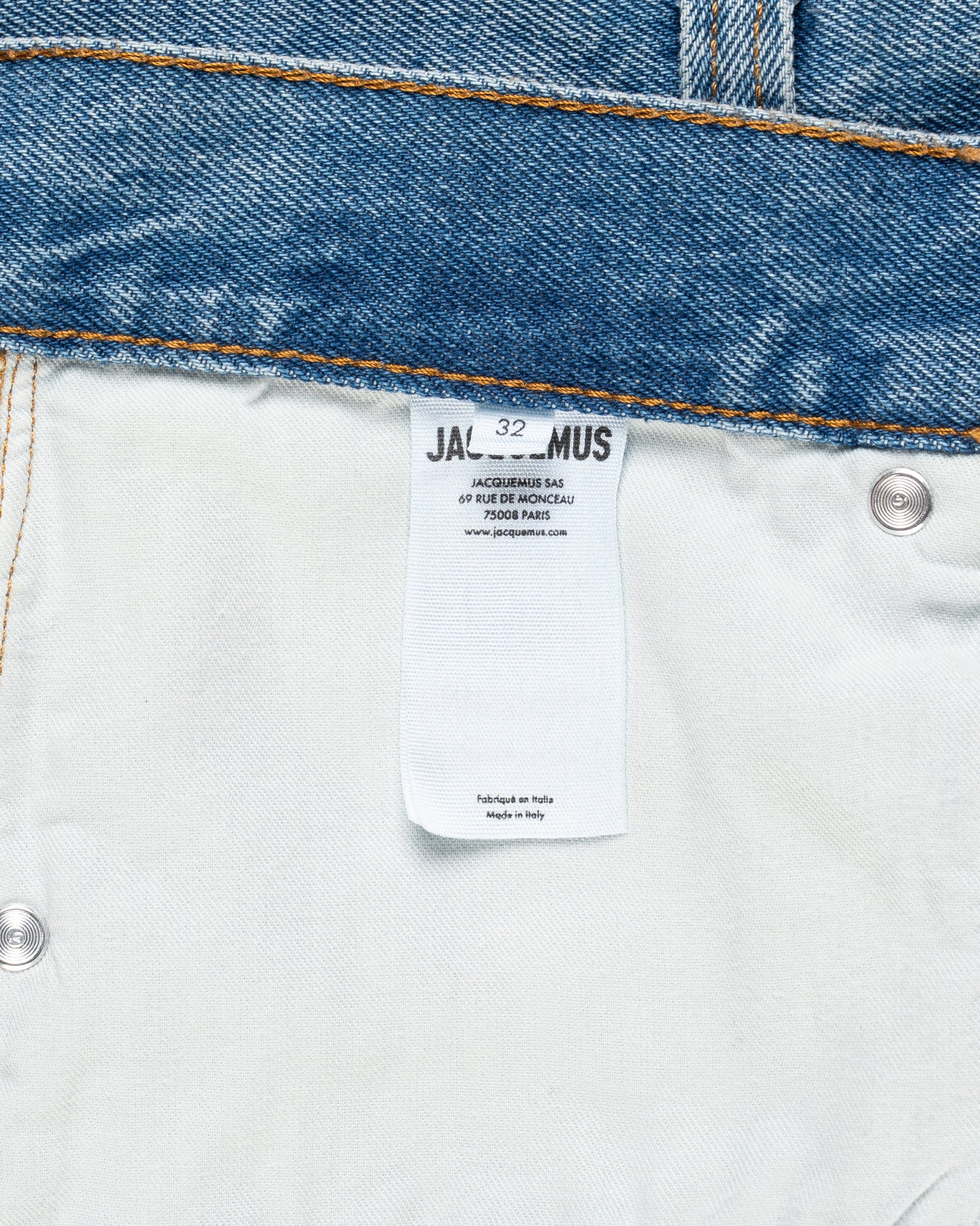 Jacquemus Les Sculptures "Le de-Nîmes" large blue denim pants