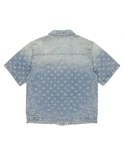 Amiri blue bandana jacquard denim shirt