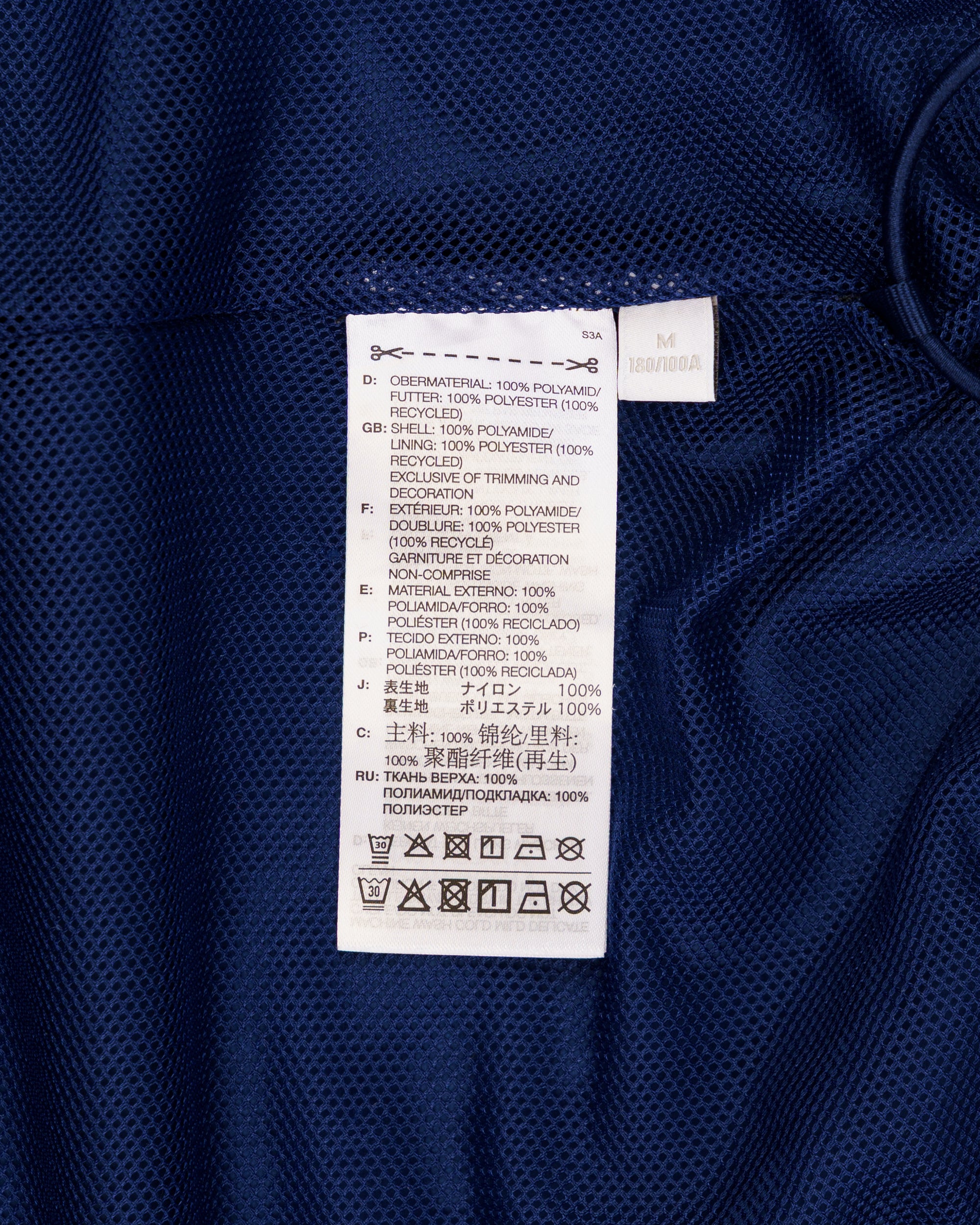 Yohji Yamamoto Y3 3-stripes nylon shell dark blue jacket
